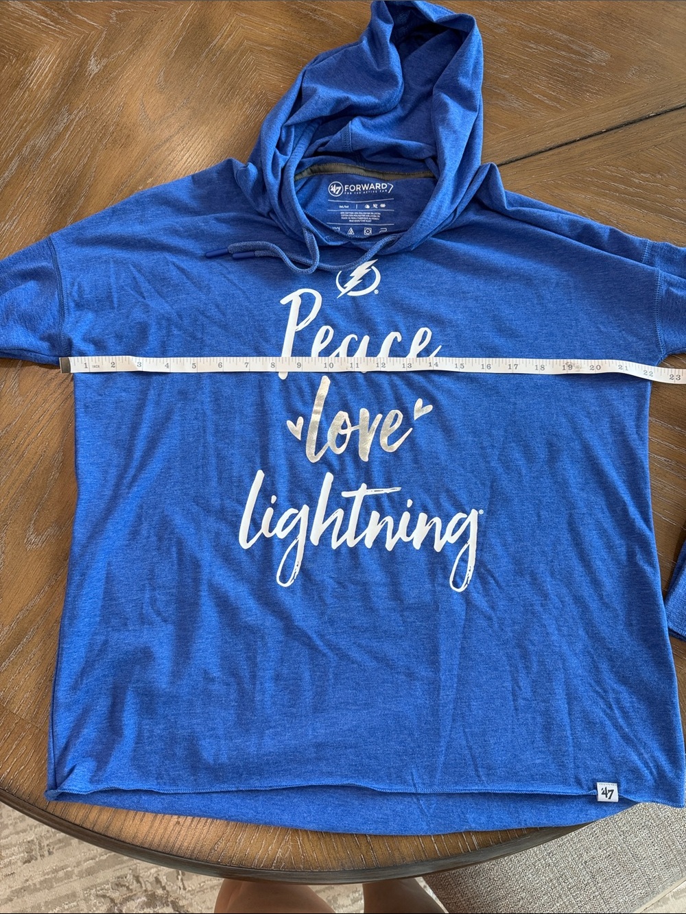 Peace Love Lightning Blue Hooded Women's Top - Picture 4 of 5